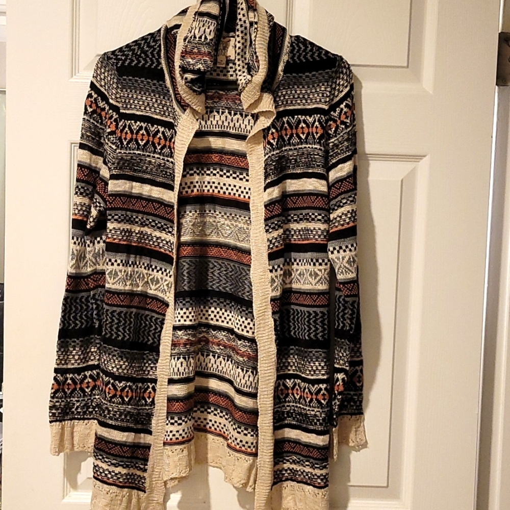Long sleeve cardigan size medium with hood